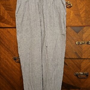 J. Crew Lot Of 2 Size 6 Black & White Striped Drawstring Pants